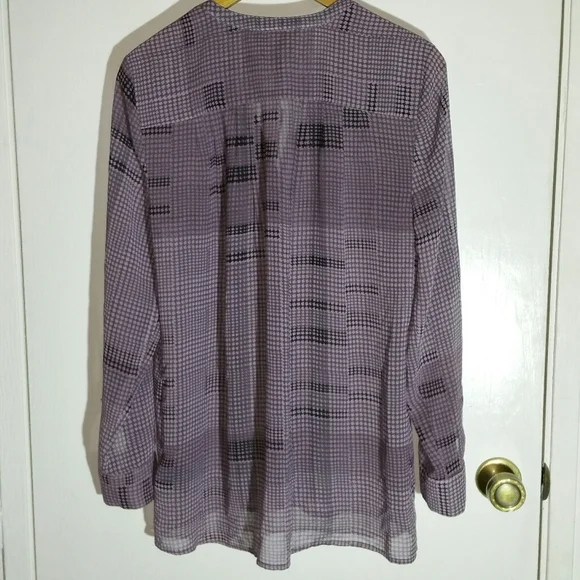 le chateau semi-sheer checked pink / black long sleeve button placket blouse - Picture 2 of 6